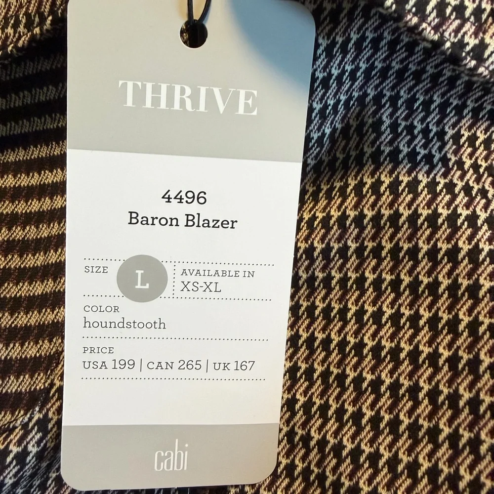 CAbi ‘Baron Blazer’ Chic Black, Brown & Cream Houndstooth Jacket. Unlined. Zip. - Picture 10 of 10